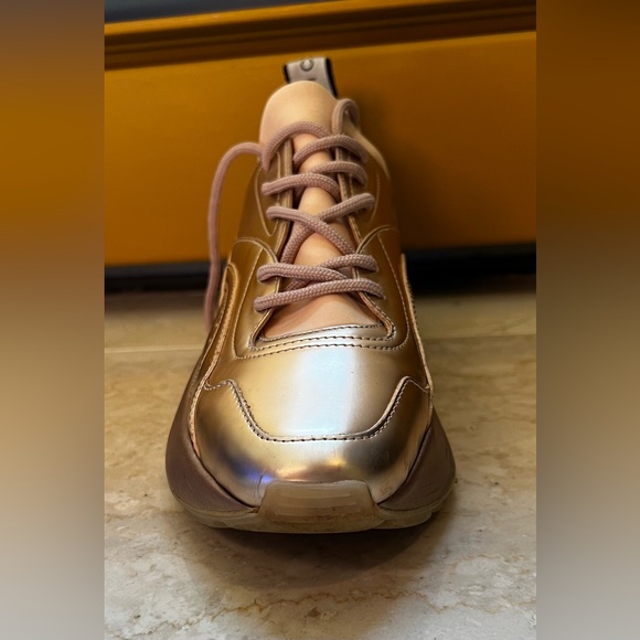 STELLA MCCARTNEY Metallic Rose Gold Faux Leather Eclypse Sneakers - Size IT 39 - Picture 10 of 11